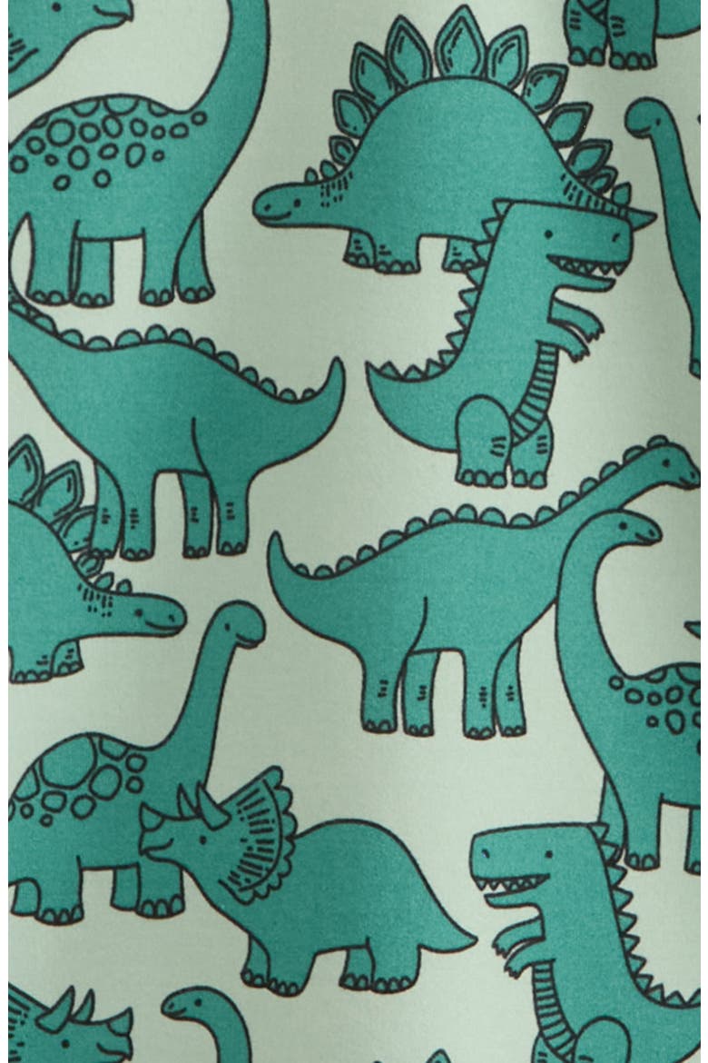 Kids' Fitted Pajamas, Alternate, color, BOTTLE GREEN DINOS