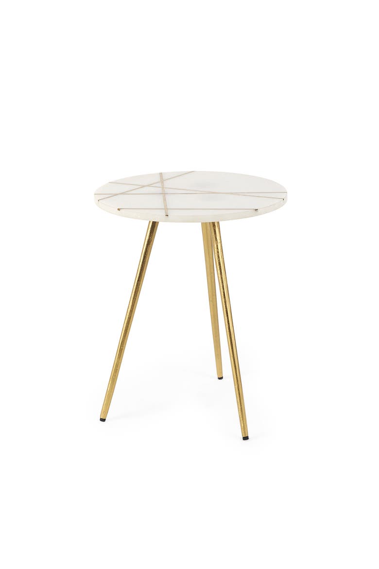 Vivienne Marble and Metal Round Small Side Table, Main, color, White
