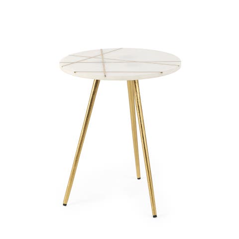 Vivienne Marble and Metal Round Small Side Table
