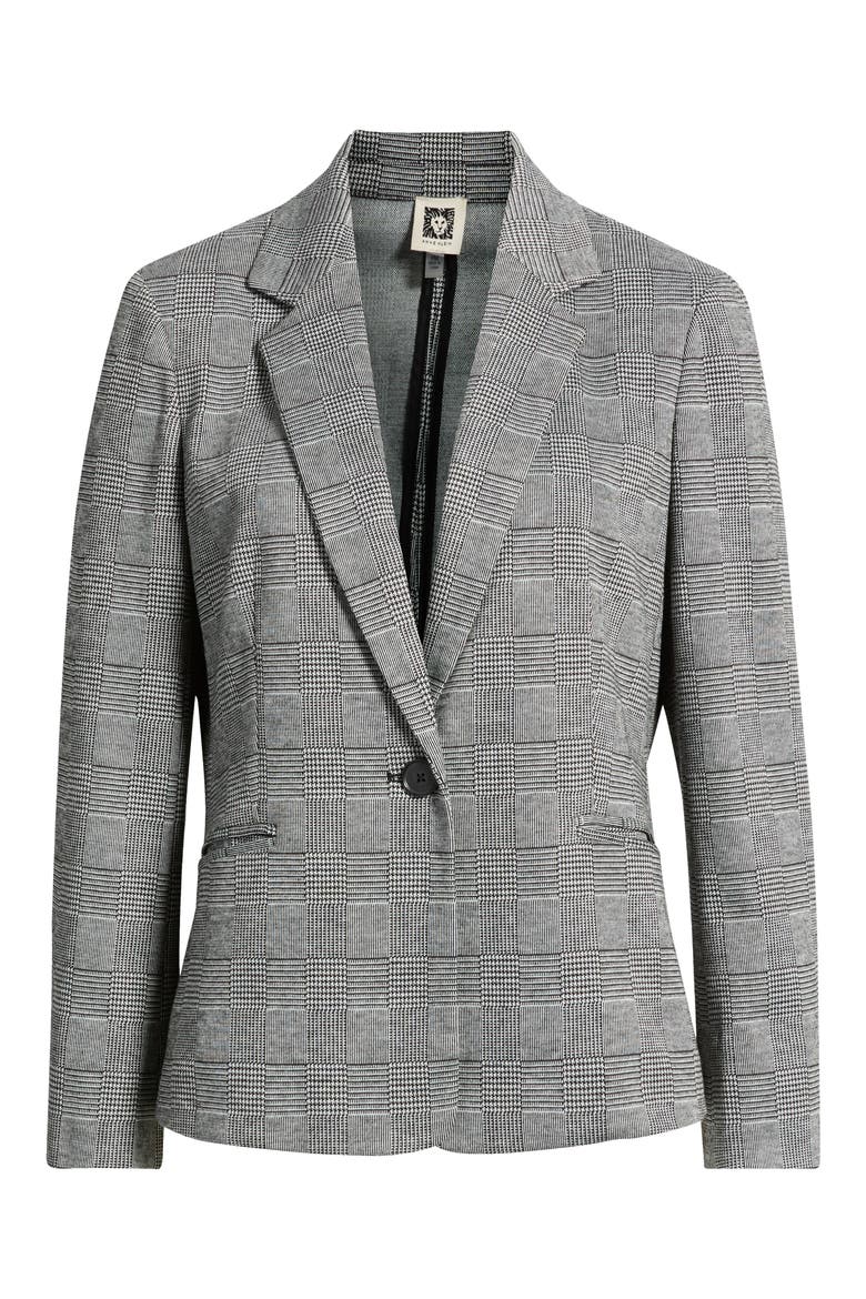 One-Button Blazer, Main, color, ANNE BLACK/ WHITE DOVE