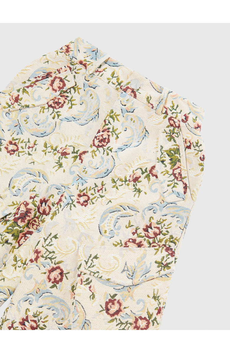 Manière De Voir Anne Floral Jacquard High Waisted Cargo Pants, Alternate, color, Beige