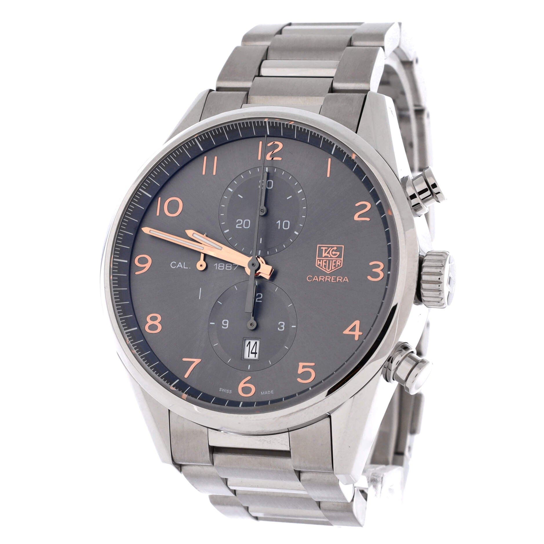 Carrera Calibre 1887 Chronograph Automatic Watch Stainless Steel 43, Alternate, color, Metallic Silver