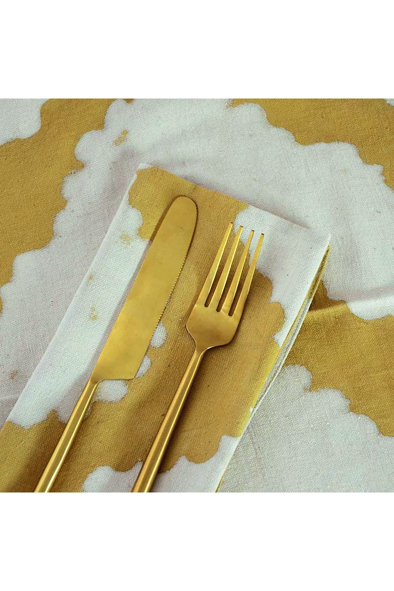 Dabu Block Print Napkins - Golden Rays Organic Cotton Set of 4, Alternate, color, Gold