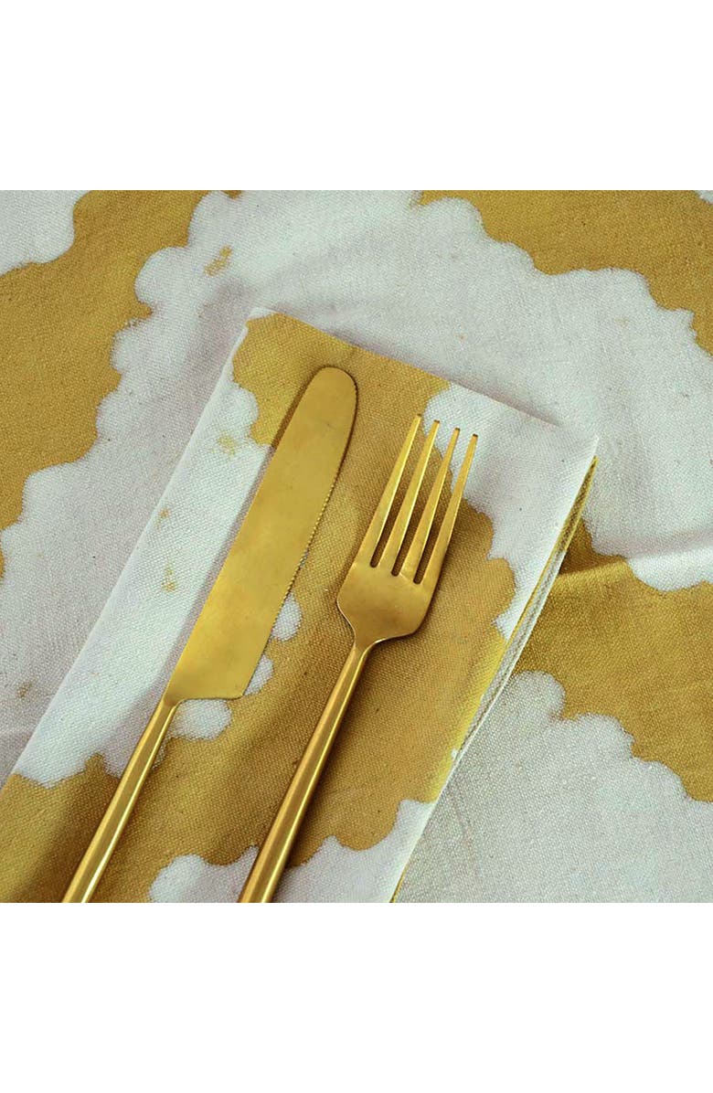 Ichcha Dabu Block Print Napkins - Golden Rays Organic Cotton Set of 4, Alternate, color, Gold