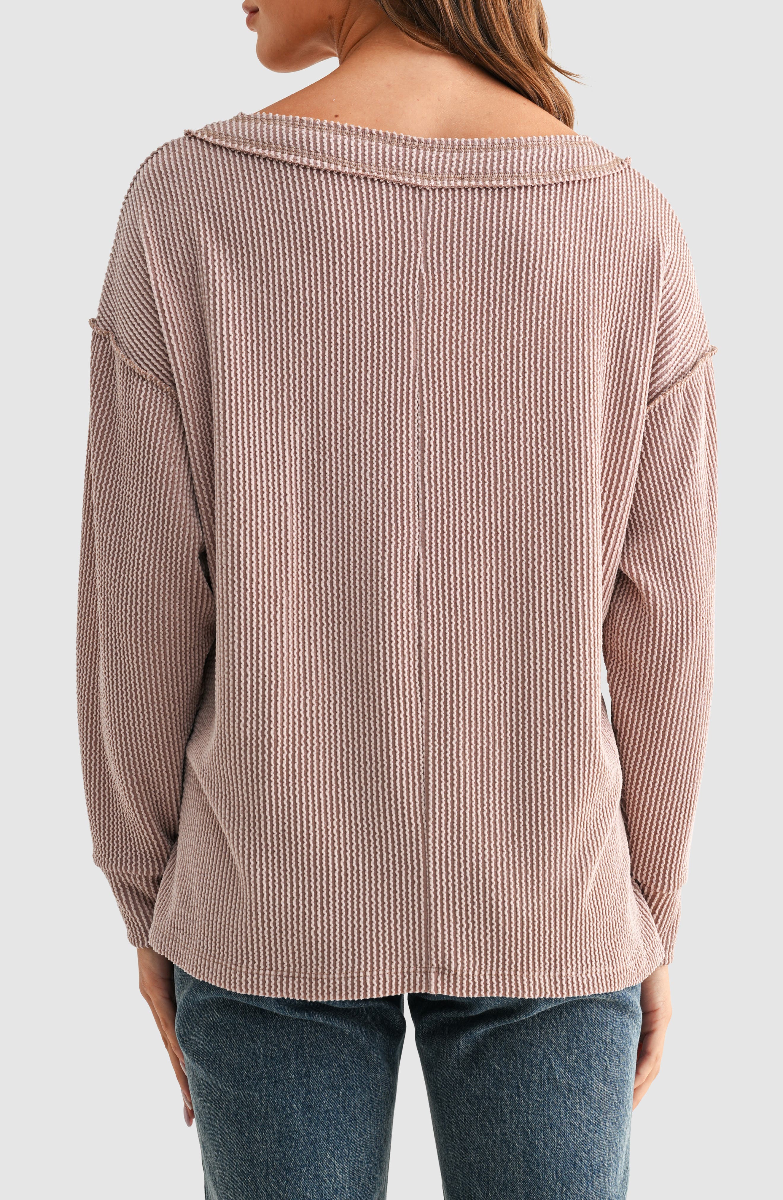 Rib Knit Pocket Sweater - image 4