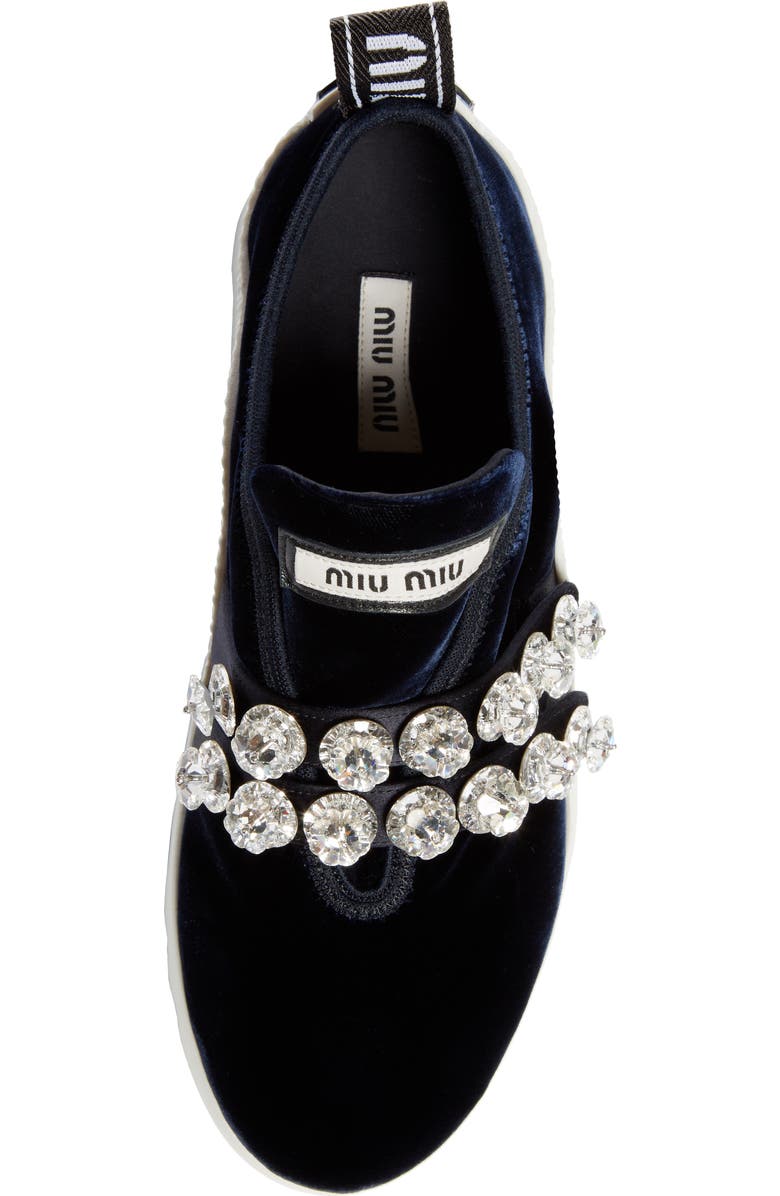 Miu Miu Jewel Strap Slip-On Sneaker, Alternate, color,