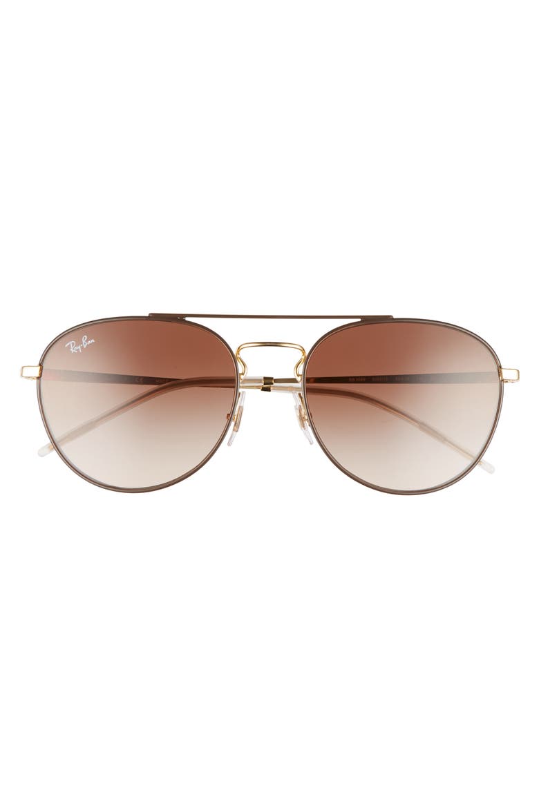 55mm Gradient Lens Round Aviator Sunglasses, Main, color, GOLD BROWN