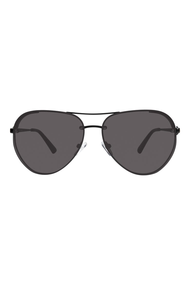 60mm Gradient Aviator Sunglasses, Main, color, BLACK/ SMOKE BLACK CRYSTALS