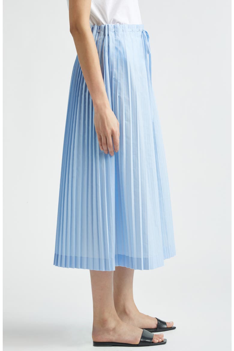 Drawstring Waist Pleated Midi Skirt, Alternate, color, LIGHT BLUE