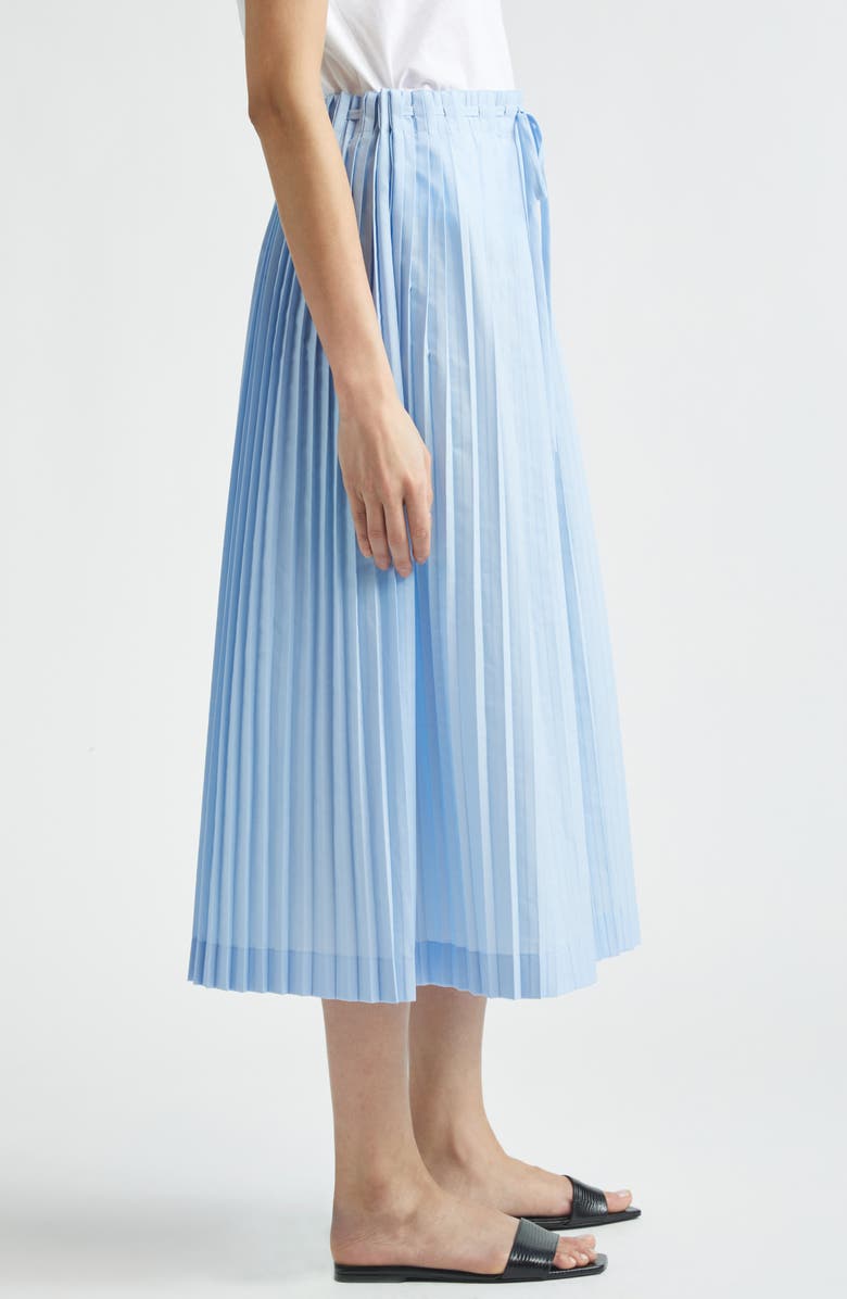 TOTEME Drawstring Waist Pleated Midi Skirt, Alternate, color, Light Blue