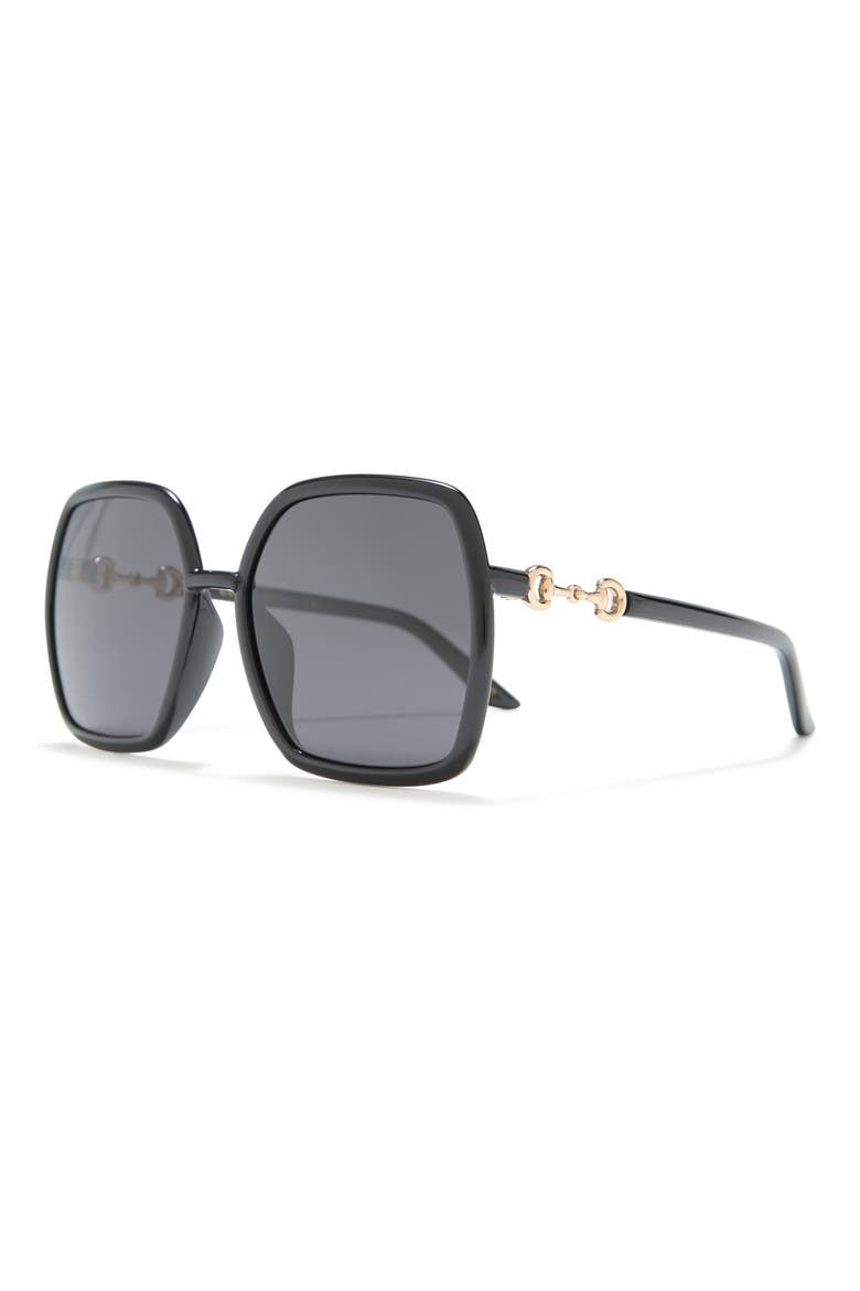 58mm Square Rectangle Sunglasses, Alternate, color, BLACK BLACK GREY