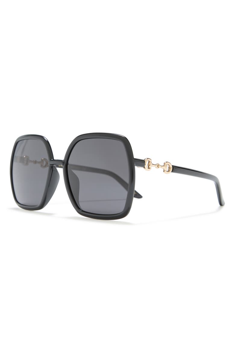 Gucci 58mm Square Rectangle Sunglasses, Alternate, color, Black Black Grey