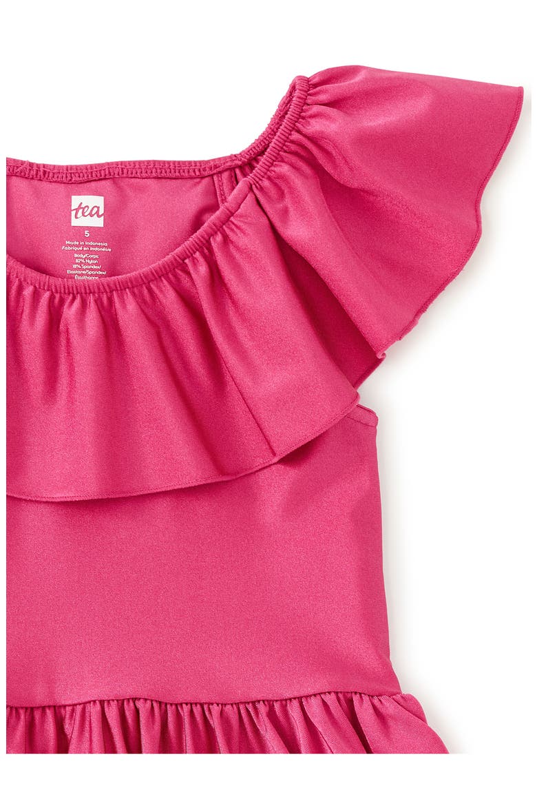 Shiny Ruffle Neck Dress, Alternate, color, Fuchsia