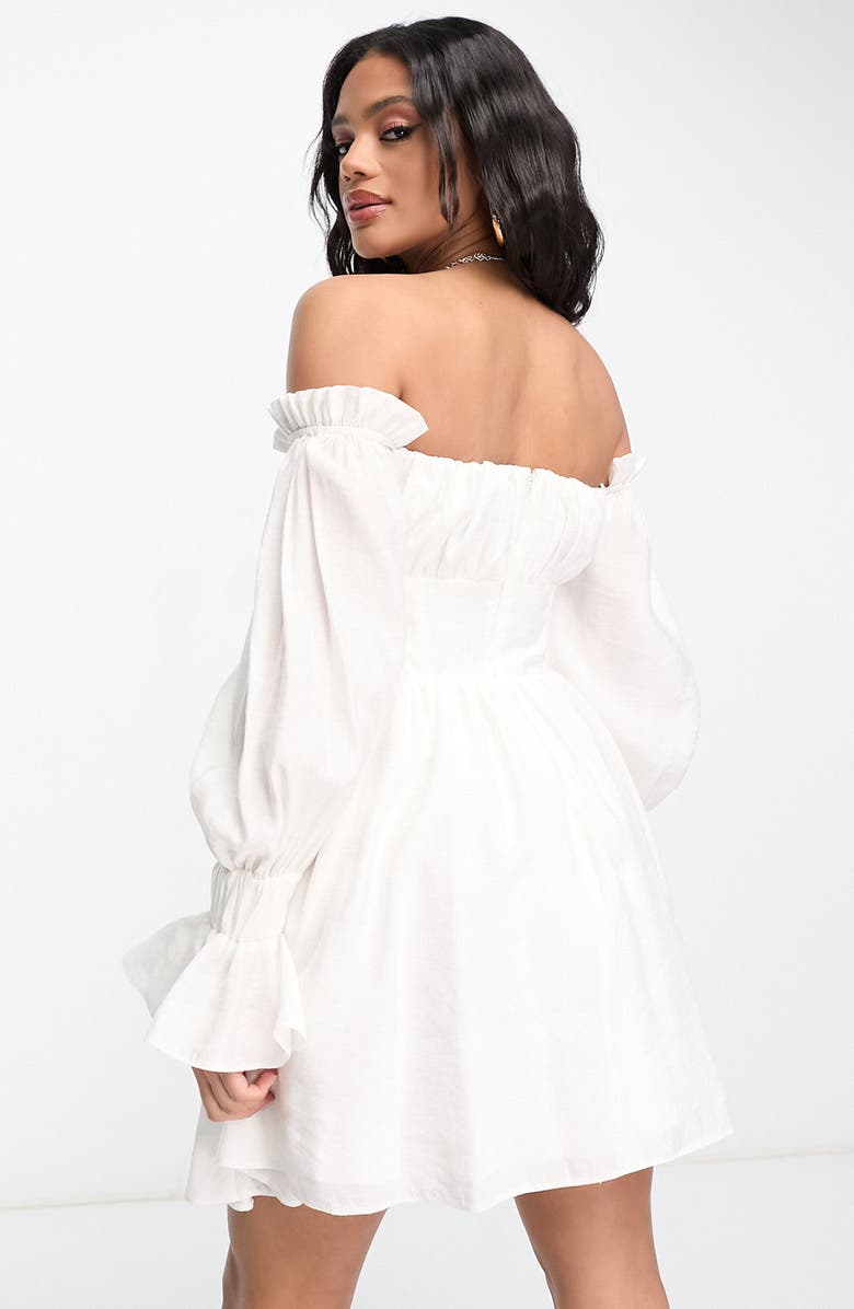 ASOS DESIGN Off the Shoulder Long Sleeve Minidress, Alternate, color, 