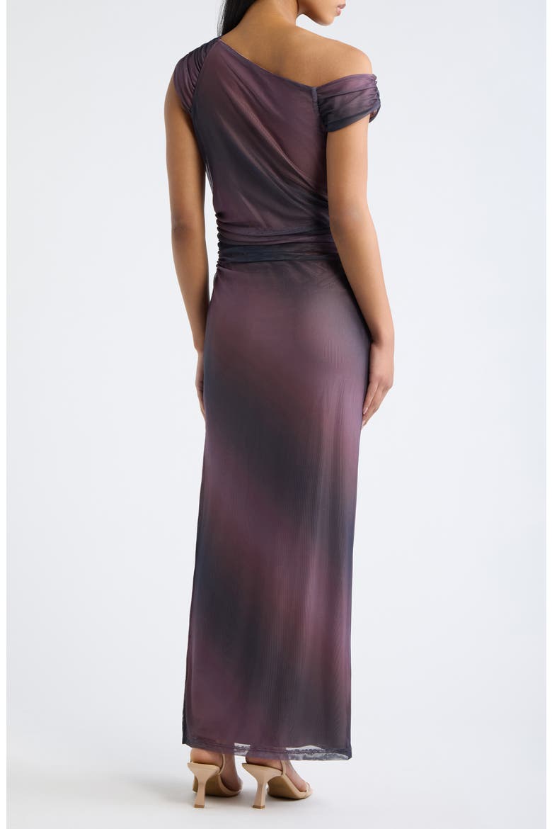 Finley Ruched Mesh Maxi Dress, Alternate, color, PLUM