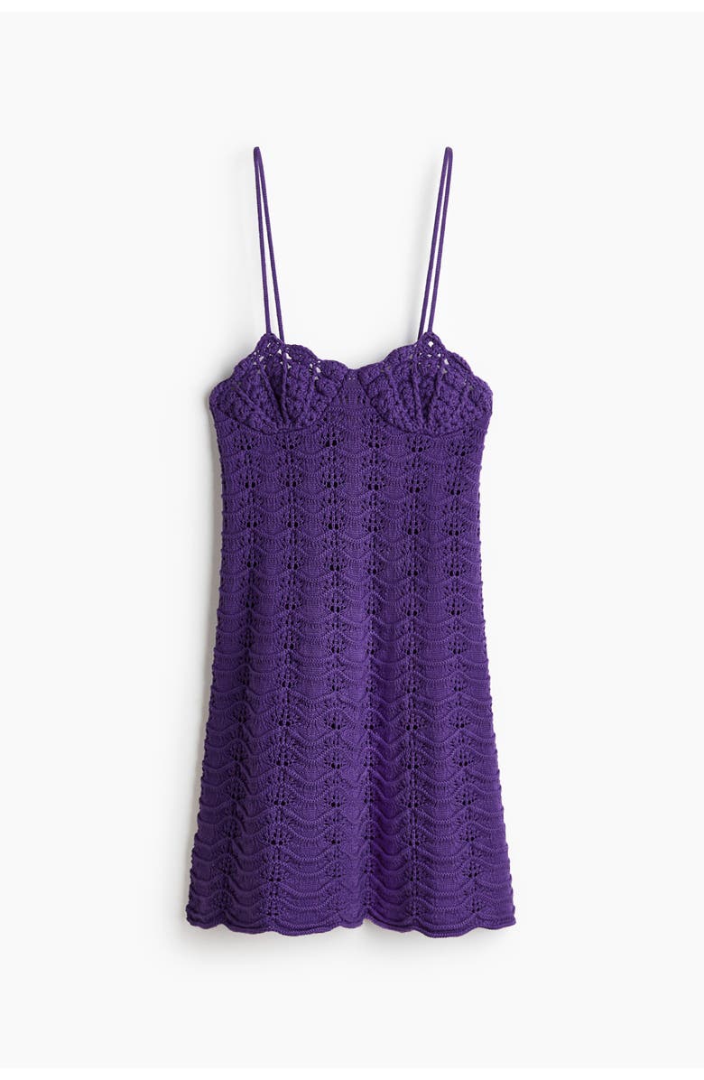 H&M Crochet-look Strappy Dress, Main, color, Violet