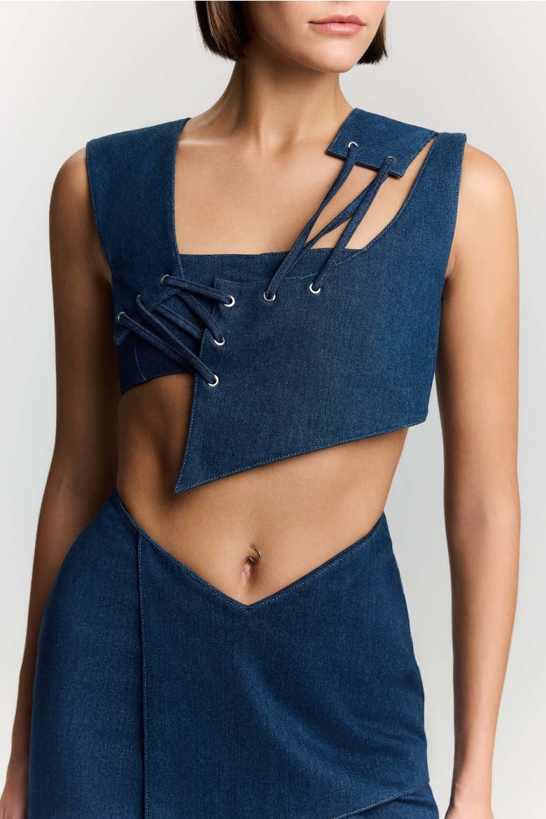Endless Line Denim Crop Top, Main, color, Blue