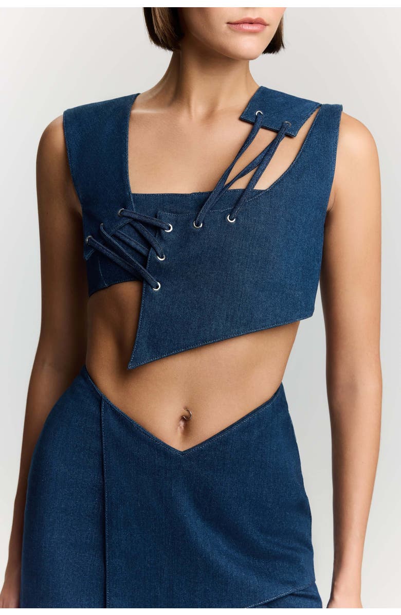 Jendue US Endless Line Denim Crop Top, Main, color, Blue