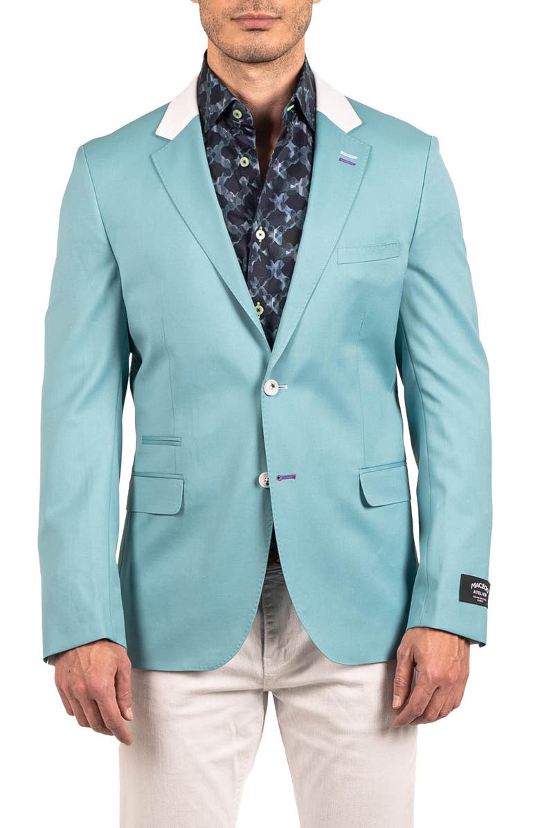 Maceoo Socrate Evo Resistance8 Contrast Trim Virgin Wool Blazer, Main, color, Green