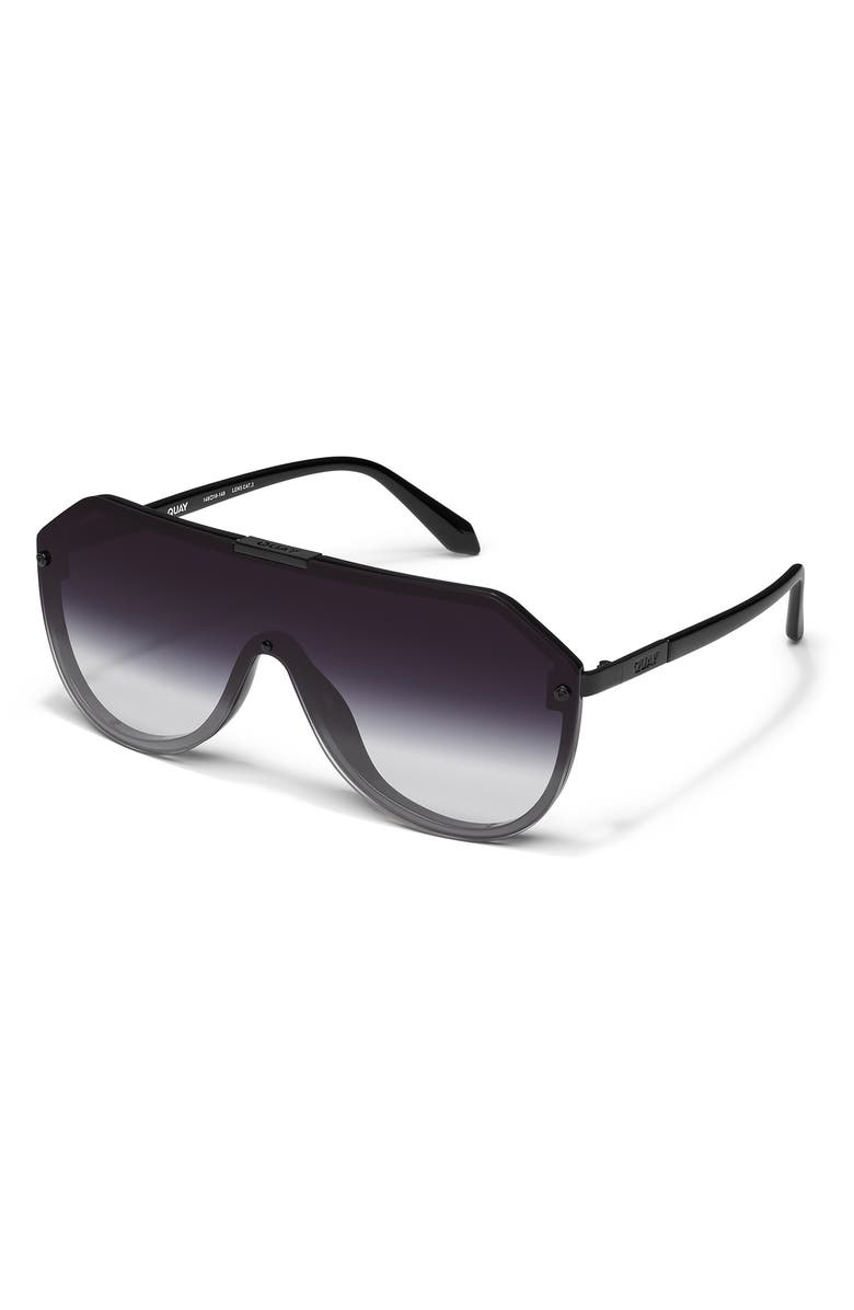 QUAY Showbiz 60mm Gradient Shield Sunglasses, Alternate, color, Black/ Black Fade