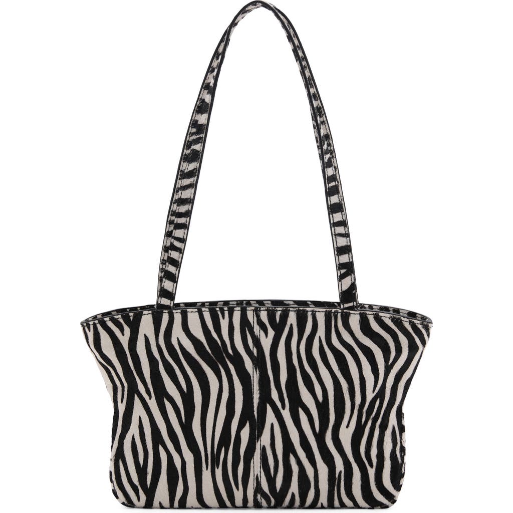 Mango Zebra Print Genuine Calf Hair Satchel In Black