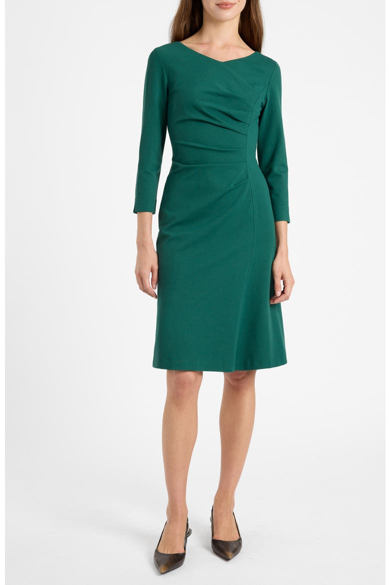 Liv Sheath Dress in Soft Stretch Crepe, Alternate, color, Evergreen