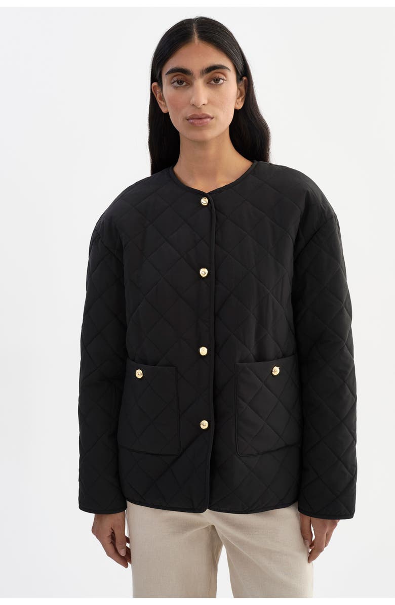 LAMARQUE Hera | Quilted Collarless Jacket, Alternate, color, Black