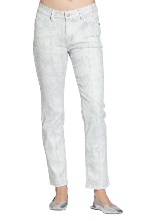 Snakeskin Print Skinny Jeans (Sea Breeze)