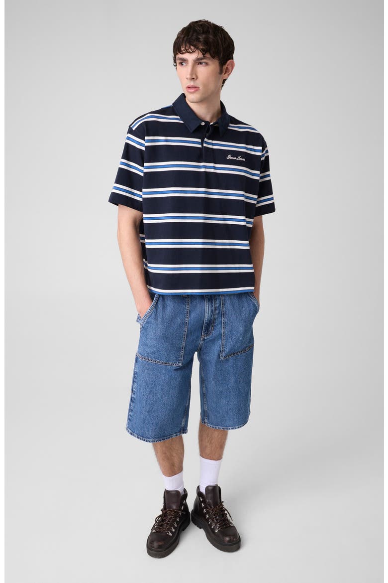 Boxy Striped Polo, Alternate, color, DARING OCEAN STRIPES