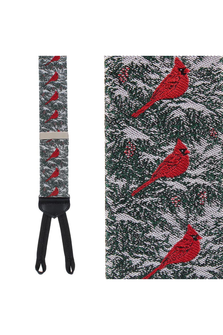 The Snowy Virginia Nightingale Silk Formal End Suspenders, Main, color, Green