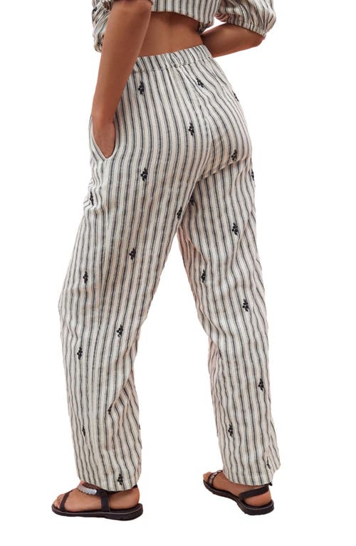 NEXT NEXT EMBROIDERED COTTON BLEND DRAWSTRING PANTS