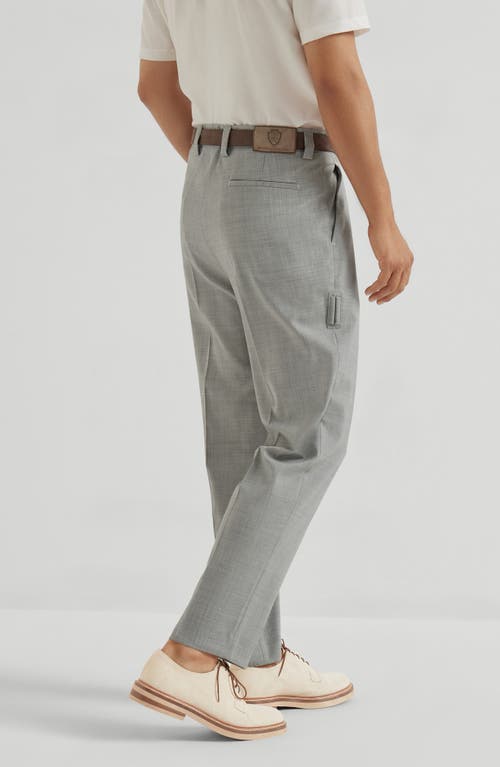 Brunello Cucinelli Wool And Cotton Trousers With Cuffs In Gray