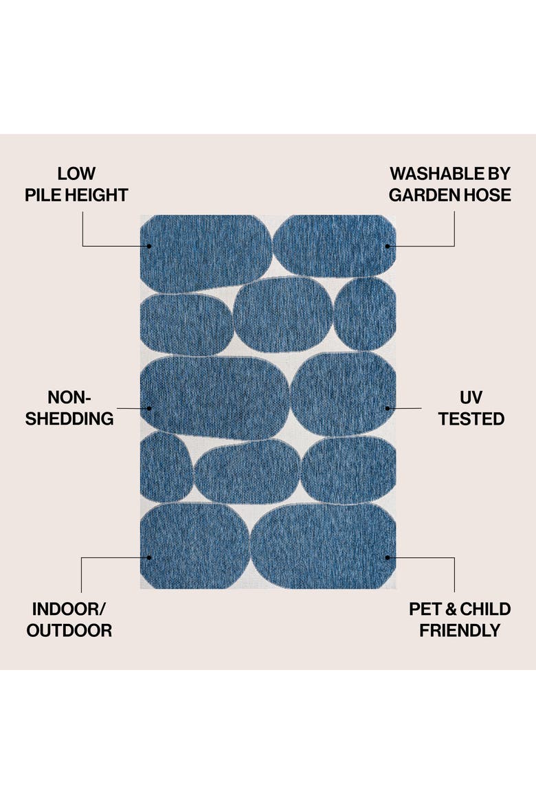 Rayna Modern Geometric Organic Shapes Indoor/Outdoor Area Rug, Alternate, color, Navy/Cream