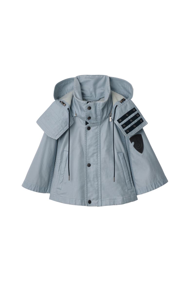 Burberry Bleached Cotton Hooded Capelet, Alternate, color,