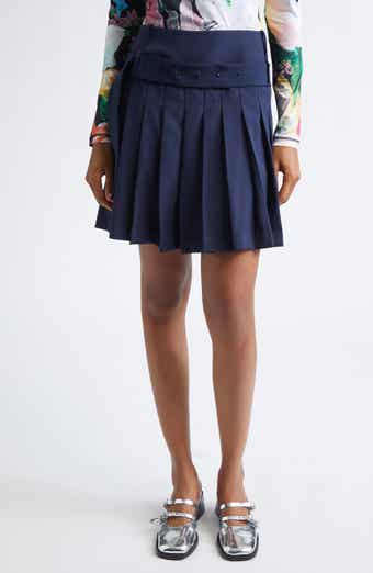 Stine Goya Pinstripe Belted Pleated Skirt