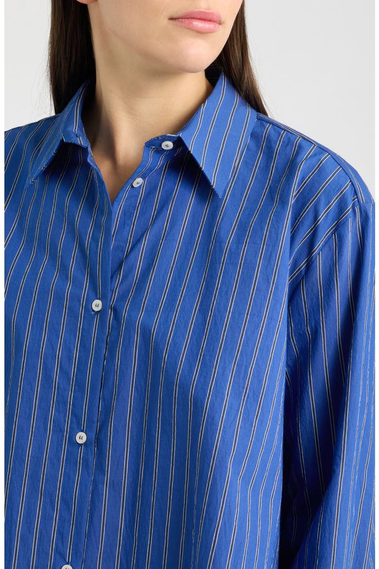 Striped Cotton Blend Shirt, Alternate, color, OCEAN