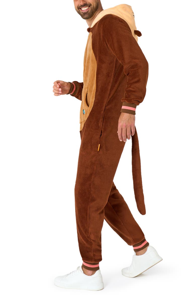 Otter Hooded Fleece Costume Jumpsuit, Alternate, color, BEIGE
