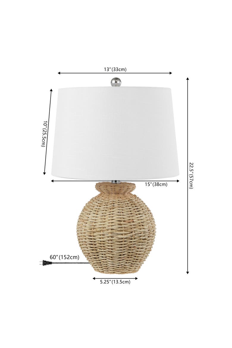Nora 22" Rustic Coastal Rattan Globe LED Table Lamps, Brown, Alternate, color, Brown