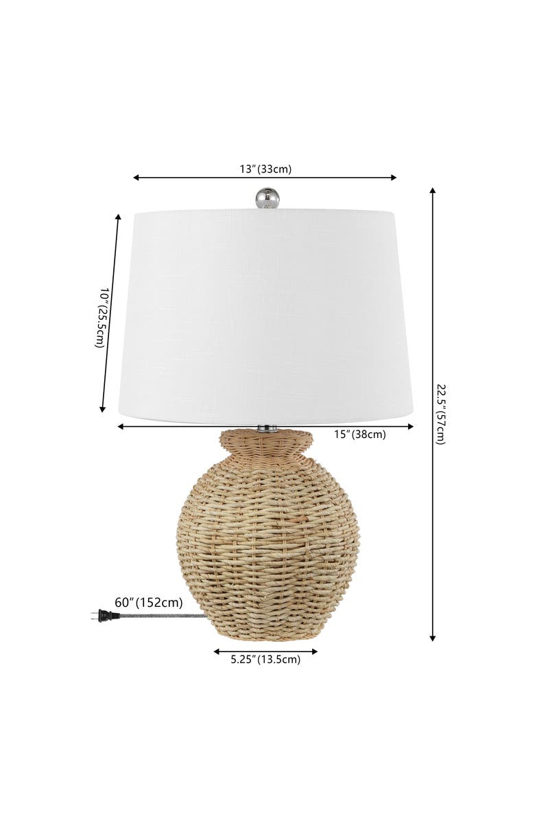 JONATHAN Y Nora 22" Rustic Coastal Rattan Globe LED Table Lamps, Brown, Alternate, color, Brown