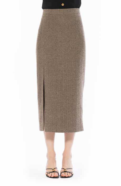 Onyx Side Slit Midi Skirt