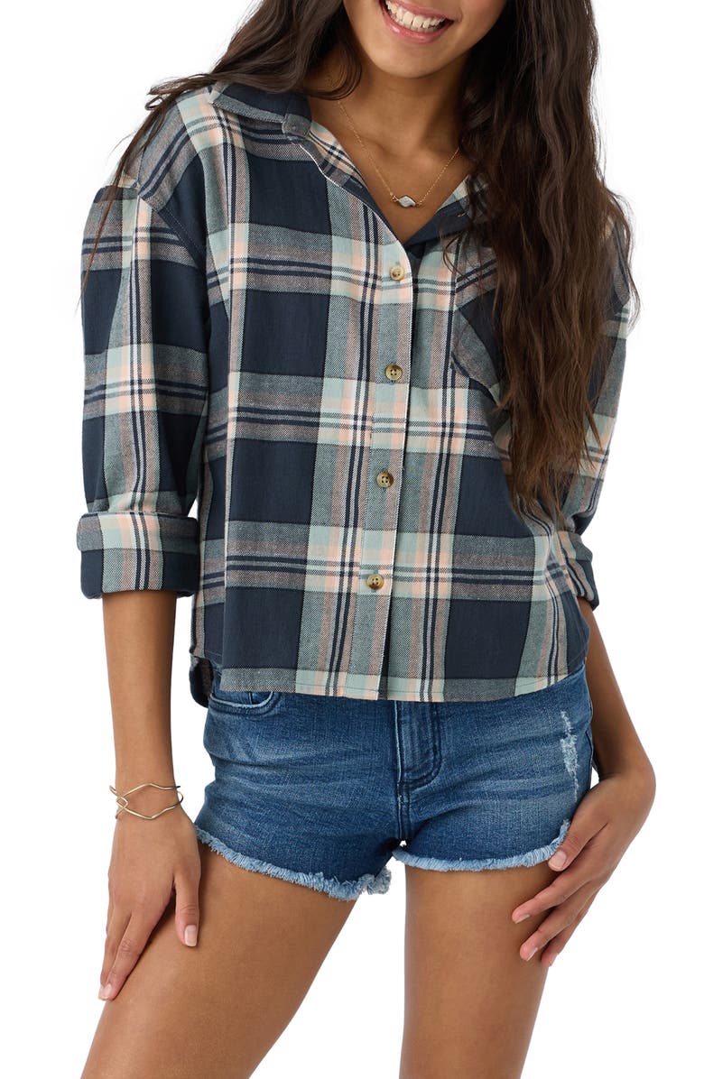 O'Neill Kids' Plaid Cotton Flannel Shirt, Main, color, 