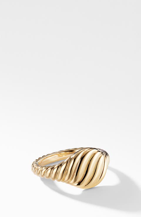 Sculpted Cable Pinky Ring in 18K Yellow Gold