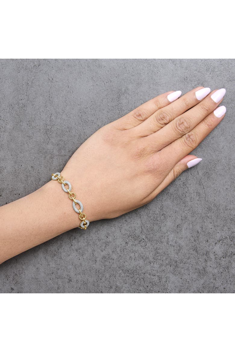 Gold Vermeil 1/10 Cttw Diamond Oval Link Bracelet, Alternate, color, Silver