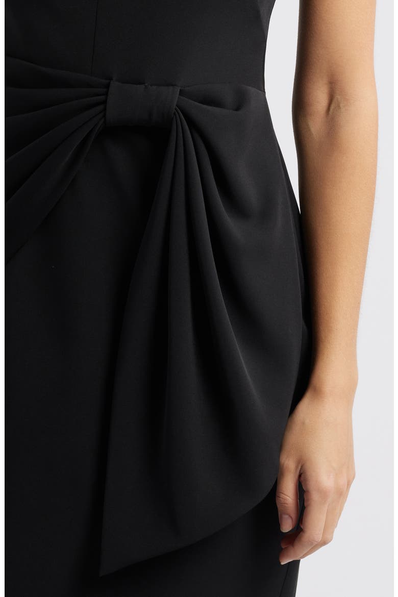 Draped Bow Sleeveless Cocktail Dress, Alternate, color, BLACK