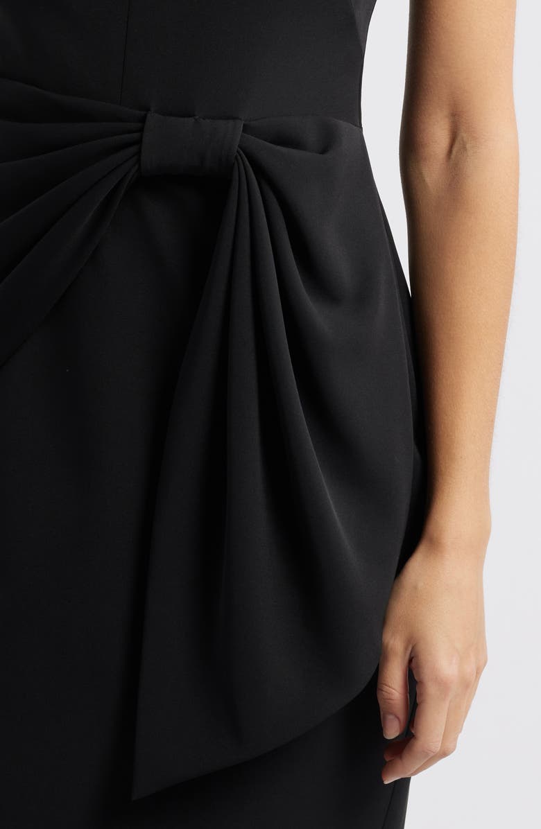 Eliza J Draped Bow Sleeveless Cocktail Dress, Alternate, color, Black