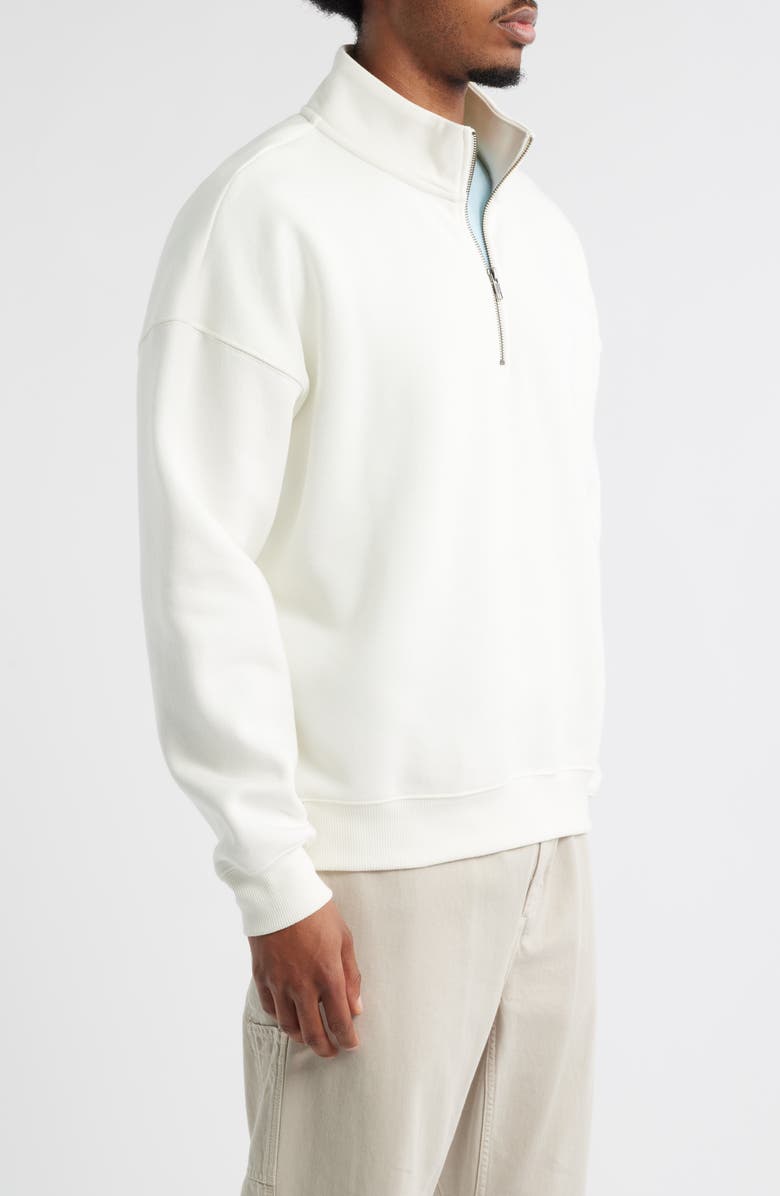 BP. Cotton Blend Fleece Quarter Zip Pullover, Alternate, color, Ivory Egret