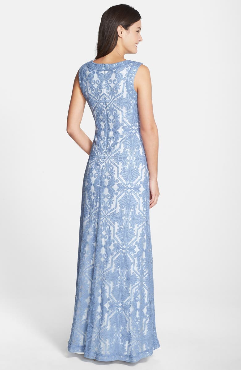 Tadashi Shoji Embroidered Cotton Blend A-Line Gown, Alternate, color, 