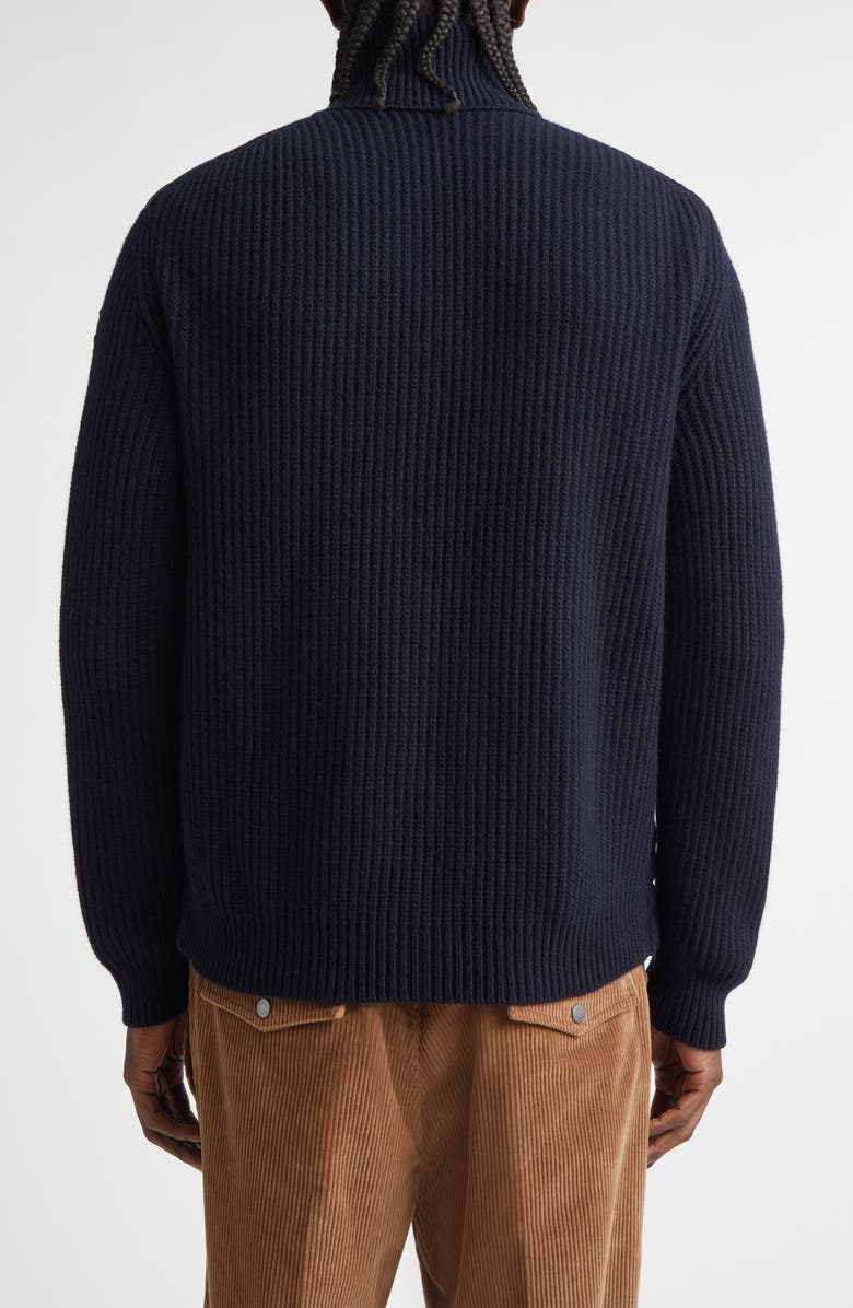 Moncler Mixed Media Cardigan, Alternate, color, Navy Blue