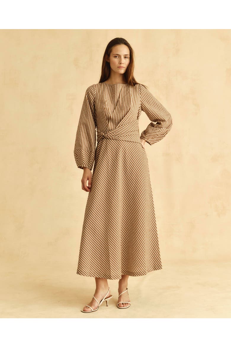 Sadie Striped Seersucker Midi Dress, Alternate, color, Winnetka Stripe