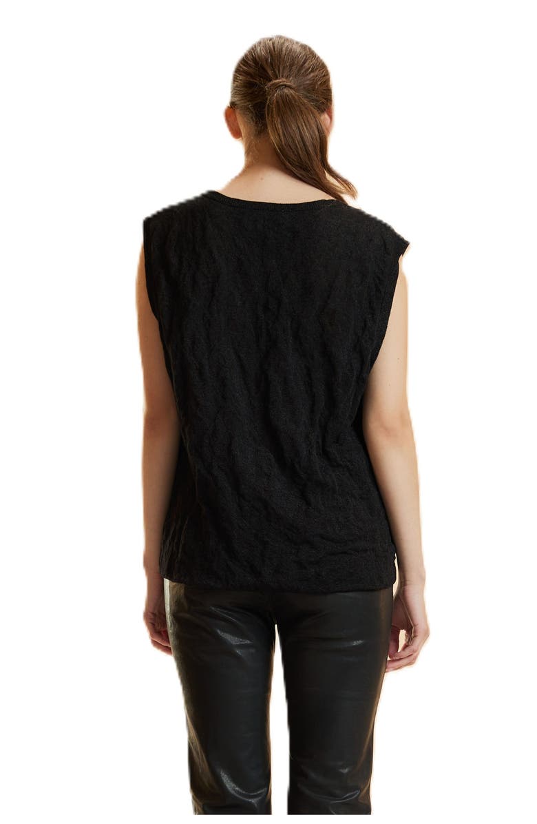 Cynthia Rowley Crinkle Knit Sleeveless Top, Alternate, color, Black